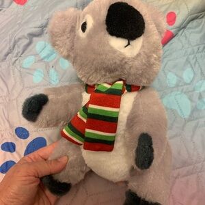 Gray Koala Plush Toy with Scarf